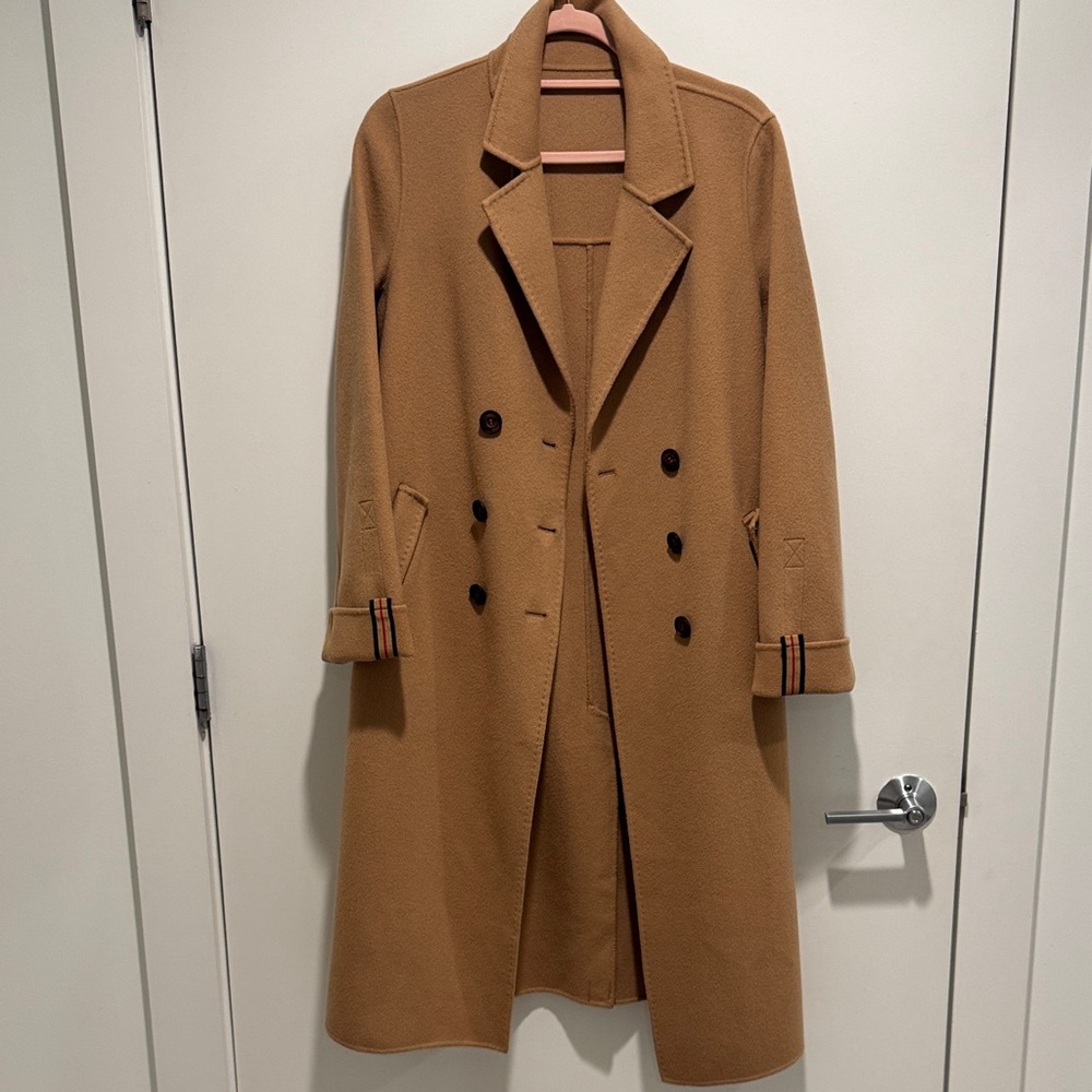 YINER Tan Double-Breasted Trench Coat